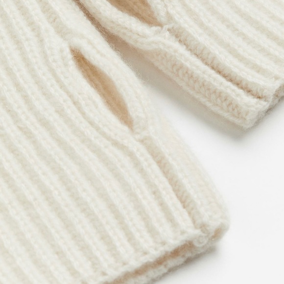 NWT H&M Ivory Fingerless Gloves with Thumb Hole - Picture 3 of 3